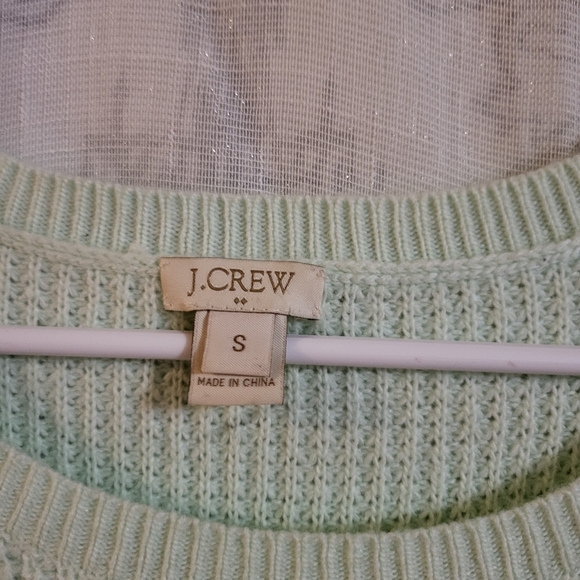 J. Crew Women's Mint Wool Seafoam Green Waffle Knit Long Sleeve Sweater Size S - Picture 4 of 7